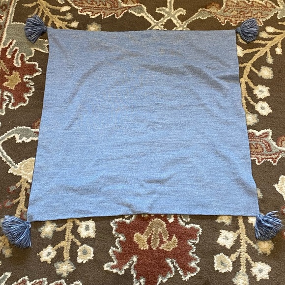 Restoration Hardware Suri Alpaca Pom-Pom Pillow Cover Square Blue - Picture 3 of 5